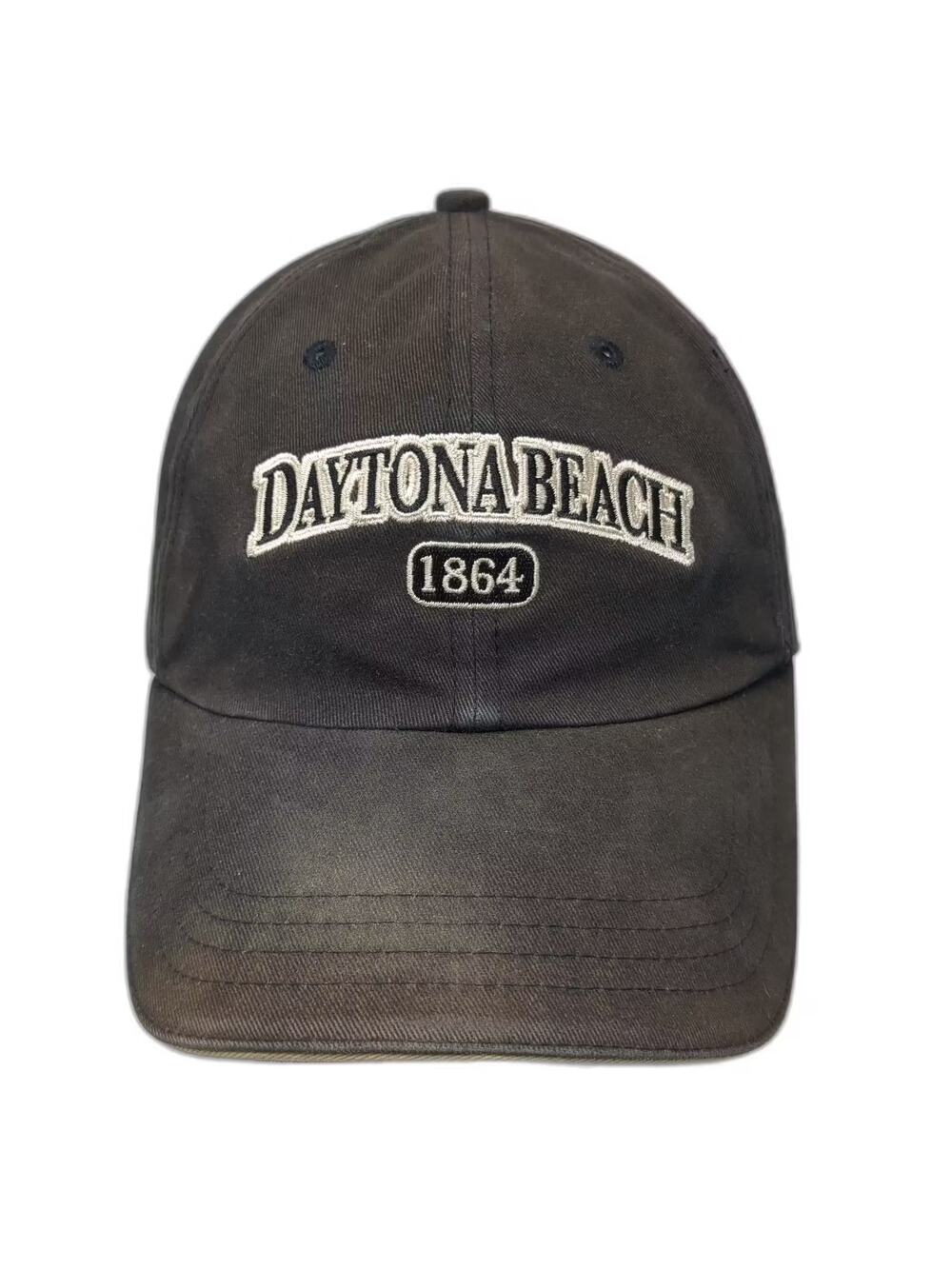 Sherry Daytona Beach Black Beige Baseball Cap OS 1864 Embroidered Adjustable Hat